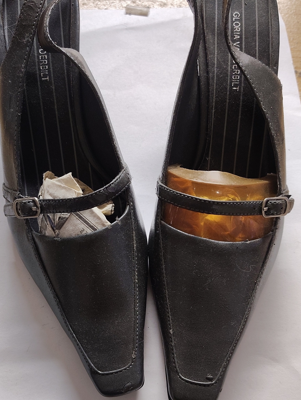 Gloria Vanderbilt Black Leather Square-Toe Mary Jane Slip-Ons